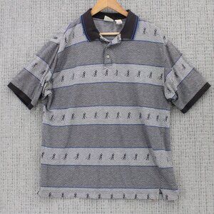 Vintage Cambridge Classic Polo Shirt Mens Large L Gray Golf All Over Print